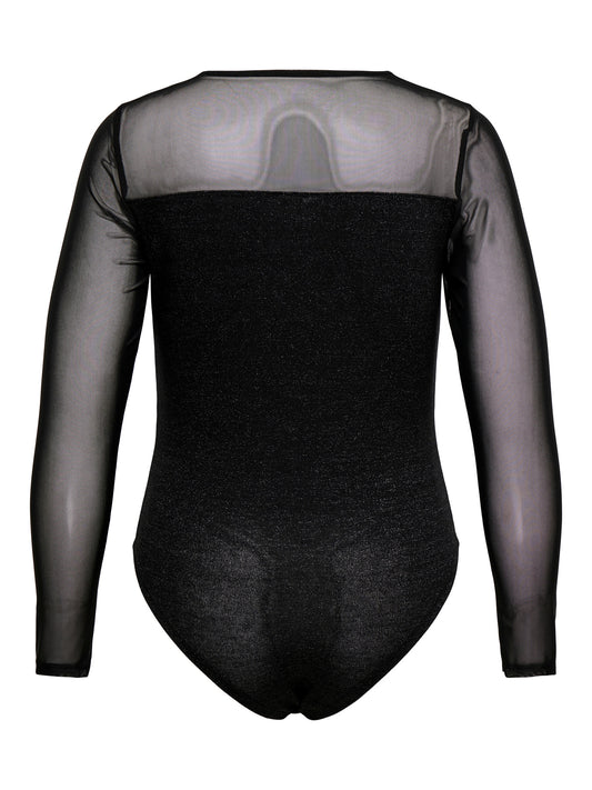 Dos du body noir grande taille avec empiècements transparents en mesh