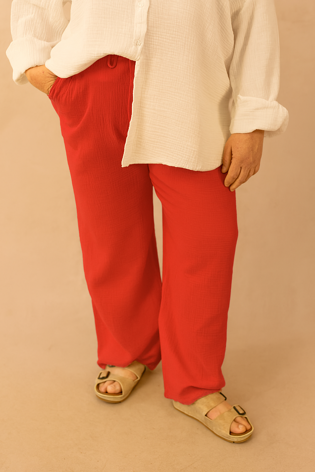 Pantalon droit en gaze de coton - Pantalon Cynthia