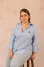 Chemise à rayures avec broderie coeur rouge - Chemise Hélène - grande taille - LAÏLLA