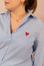 Chemise à rayures avec broderie coeur rouge - Chemise Hélène - grande taille - LAÏLLA