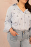 Chemise à rayures avec cœurs brodés - Chemise Leslie - grande taille - LAÏLLA