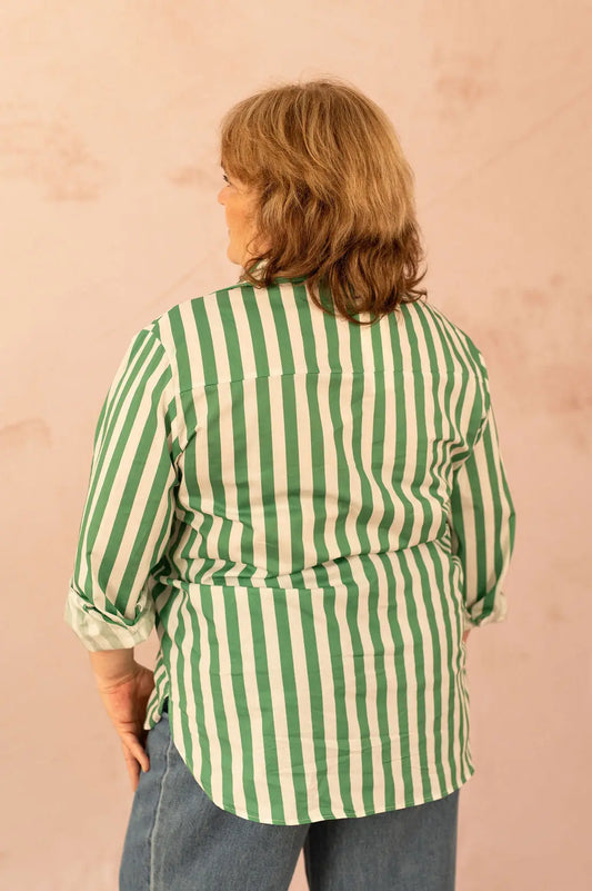 Chemise rayée verte - Chemise Marcia - grande taille - LAÏLLA