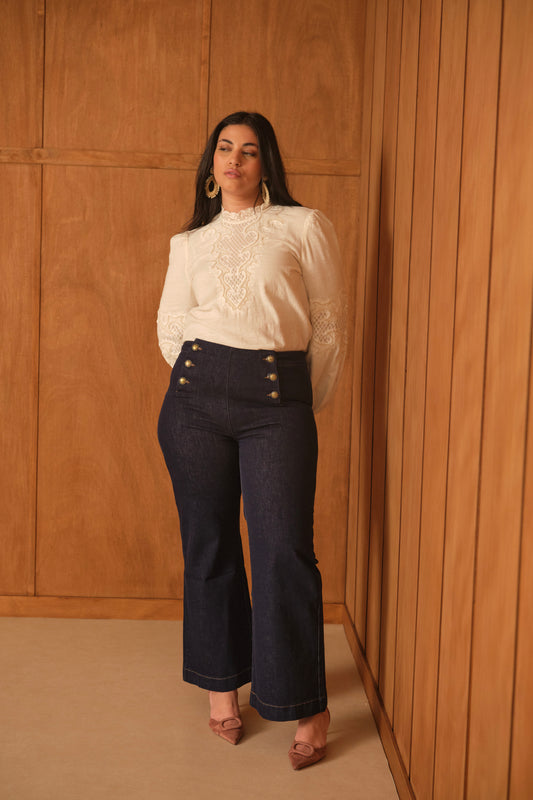 Jean Victorine Oraije – Jean à pont taille haute coupe wide