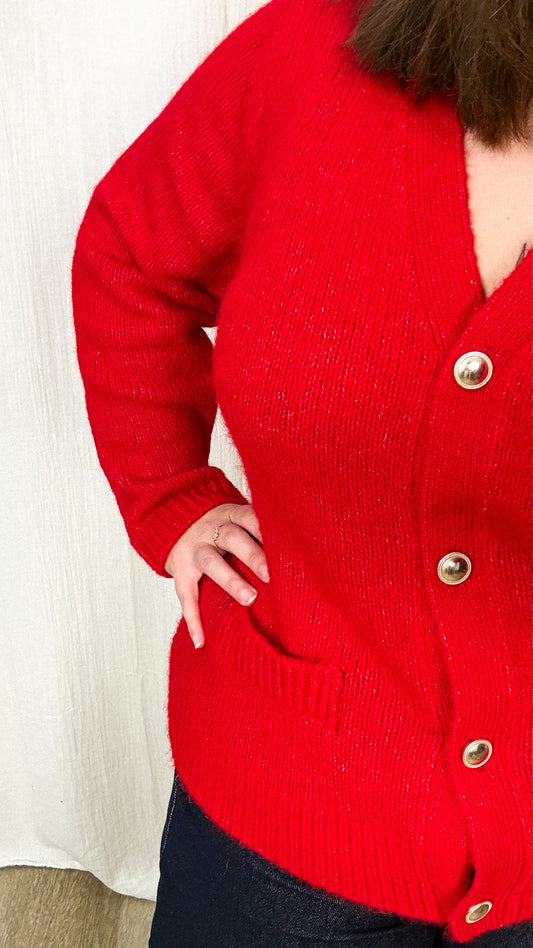 Gilet Maggie – Gilet rouge vif en maille chaude