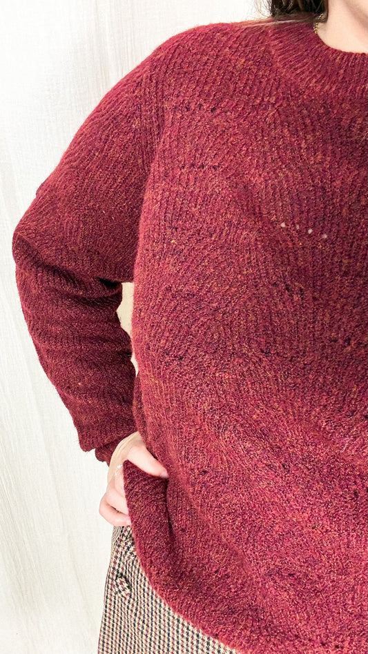 Pull Lolli – Pull col rond bordeaux