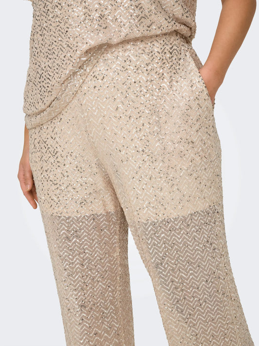Pantalon droit doré avec sequins - Pantalon Viviana - grande taille - LAÏLLA