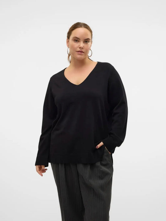 Pull fin droit col V - Pull Silje - grande taille - LAÏLLA