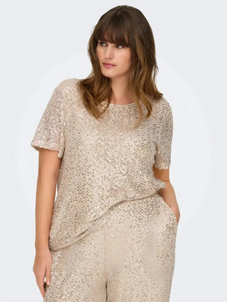 Pantalon droit doré avec sequins - Pantalon Viviana - grande taille -  LAÏLLA