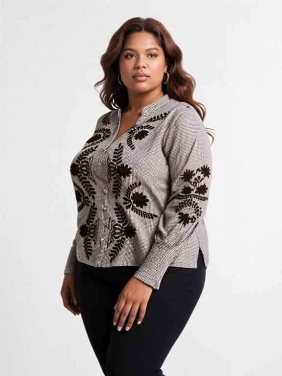 Blouse Vichy – Blouse vichy brodée élégante