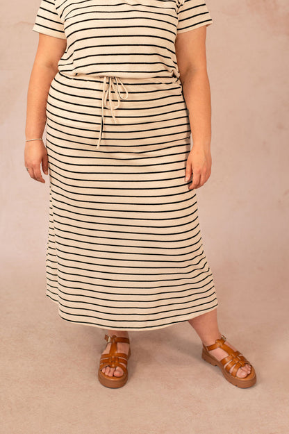 Jupe longue droite motif marinière - Jupe Jana