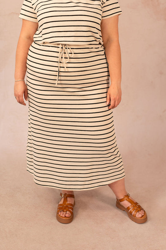 Jupe longue droite motif marinière - Jupe Jana