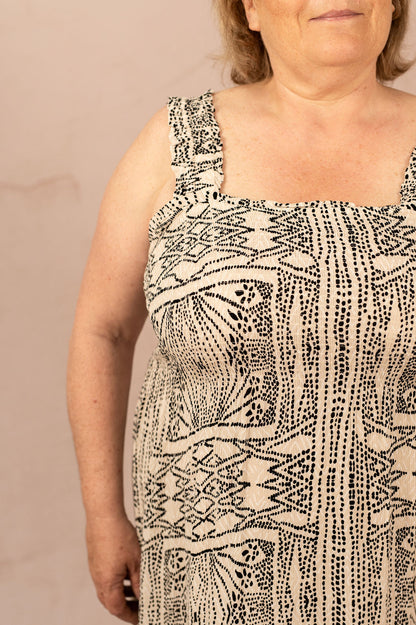 Robe à imprimé mi-longue avec bretelles - Robe Menny