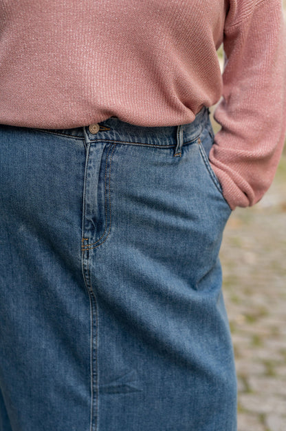 Jupe trapeze midi en denim - Jupe Mindy