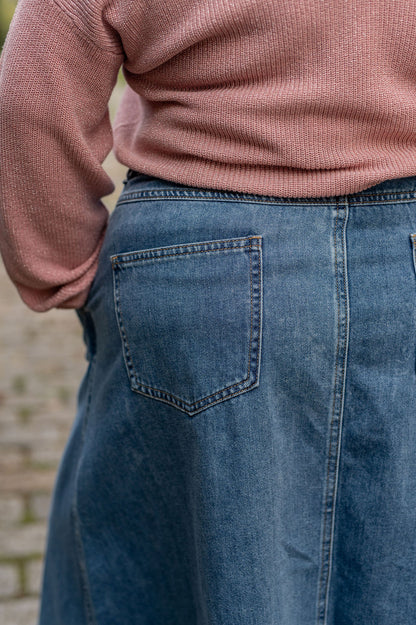 Jupe trapeze midi en denim - Jupe Mindy