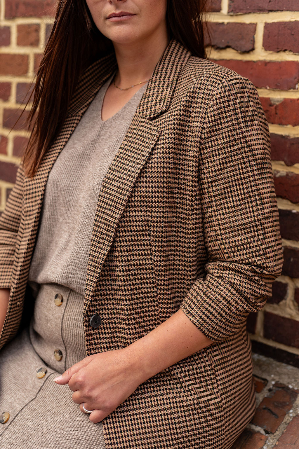 Blazer long motif pied de poule - Blazer Lettie