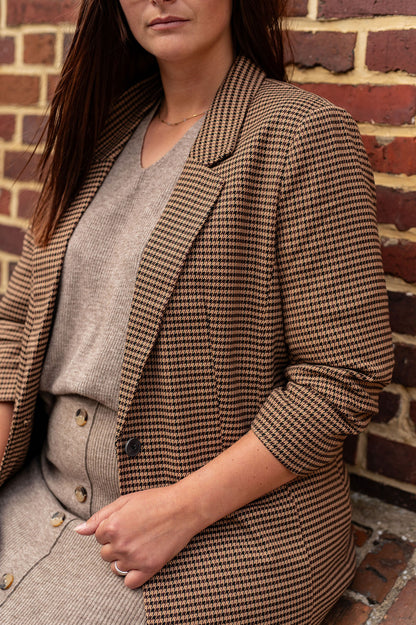 Blazer long motif pied de poule - Blazer Lettie