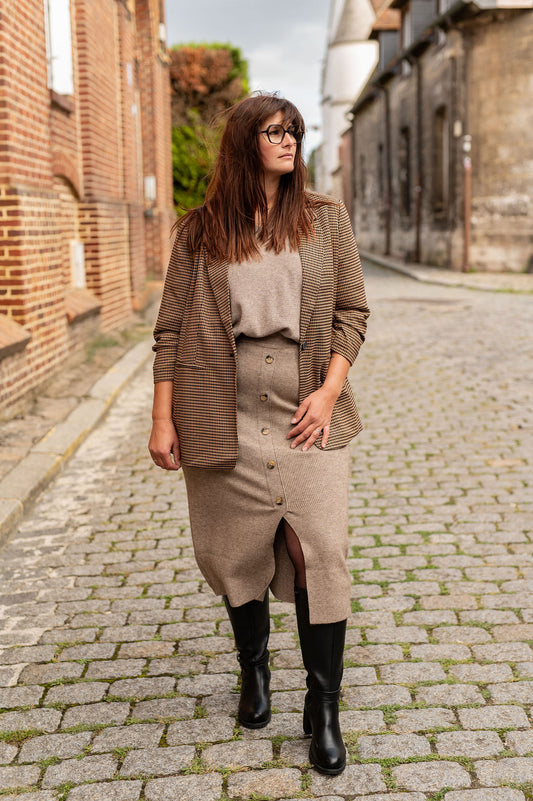 Blazer long motif pied de poule - Blazer Lettie