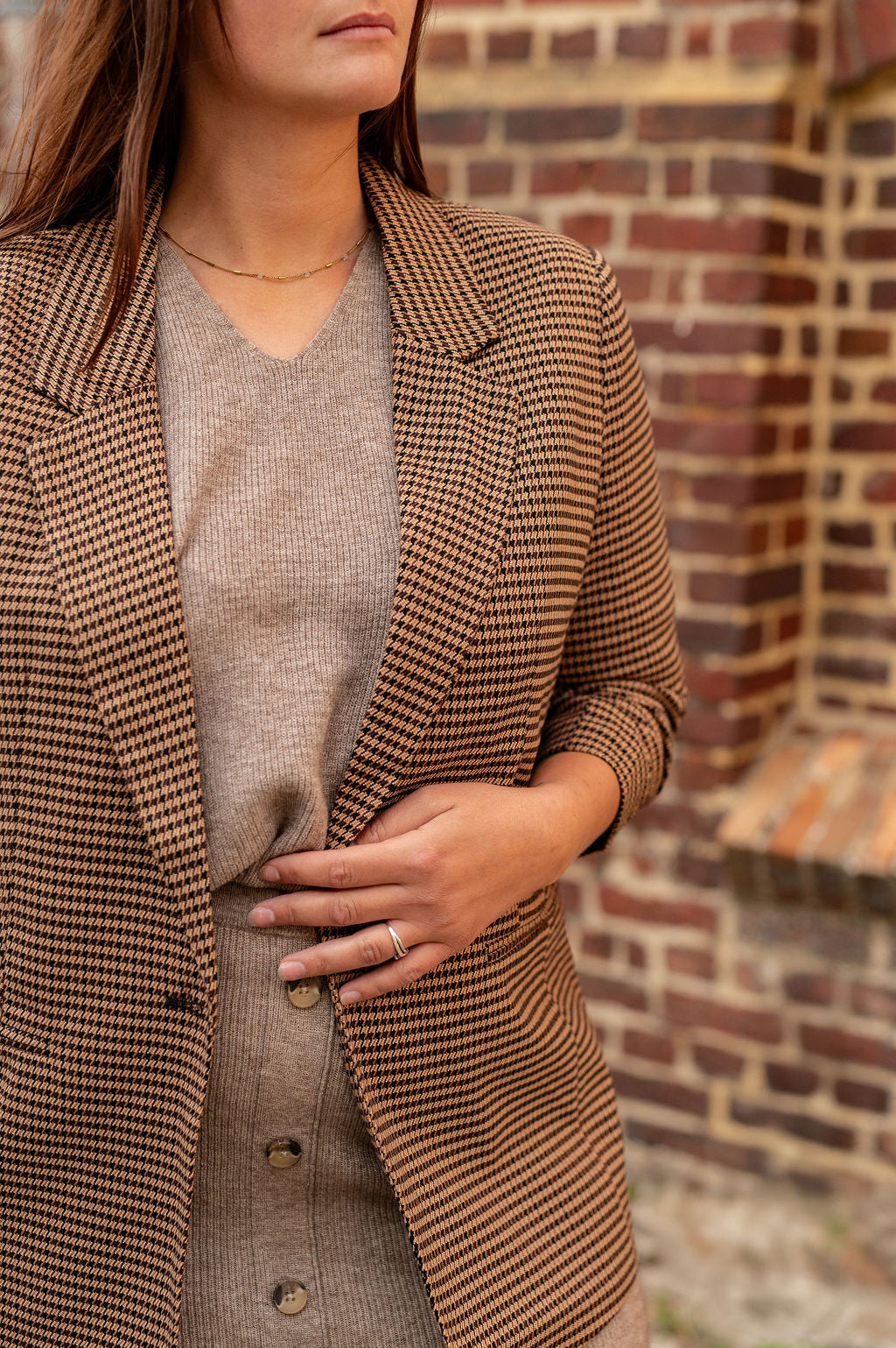 Blazer long motif pied de poule - Blazer Lettie