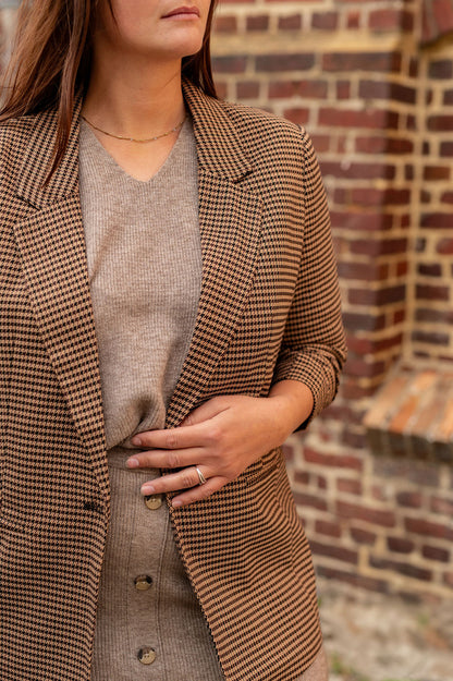 Blazer long motif pied de poule - Blazer Lettie