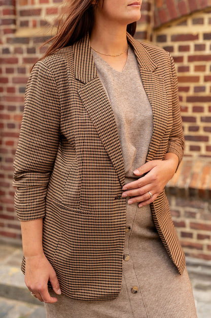 Blazer long motif pied de poule - Blazer Lettie