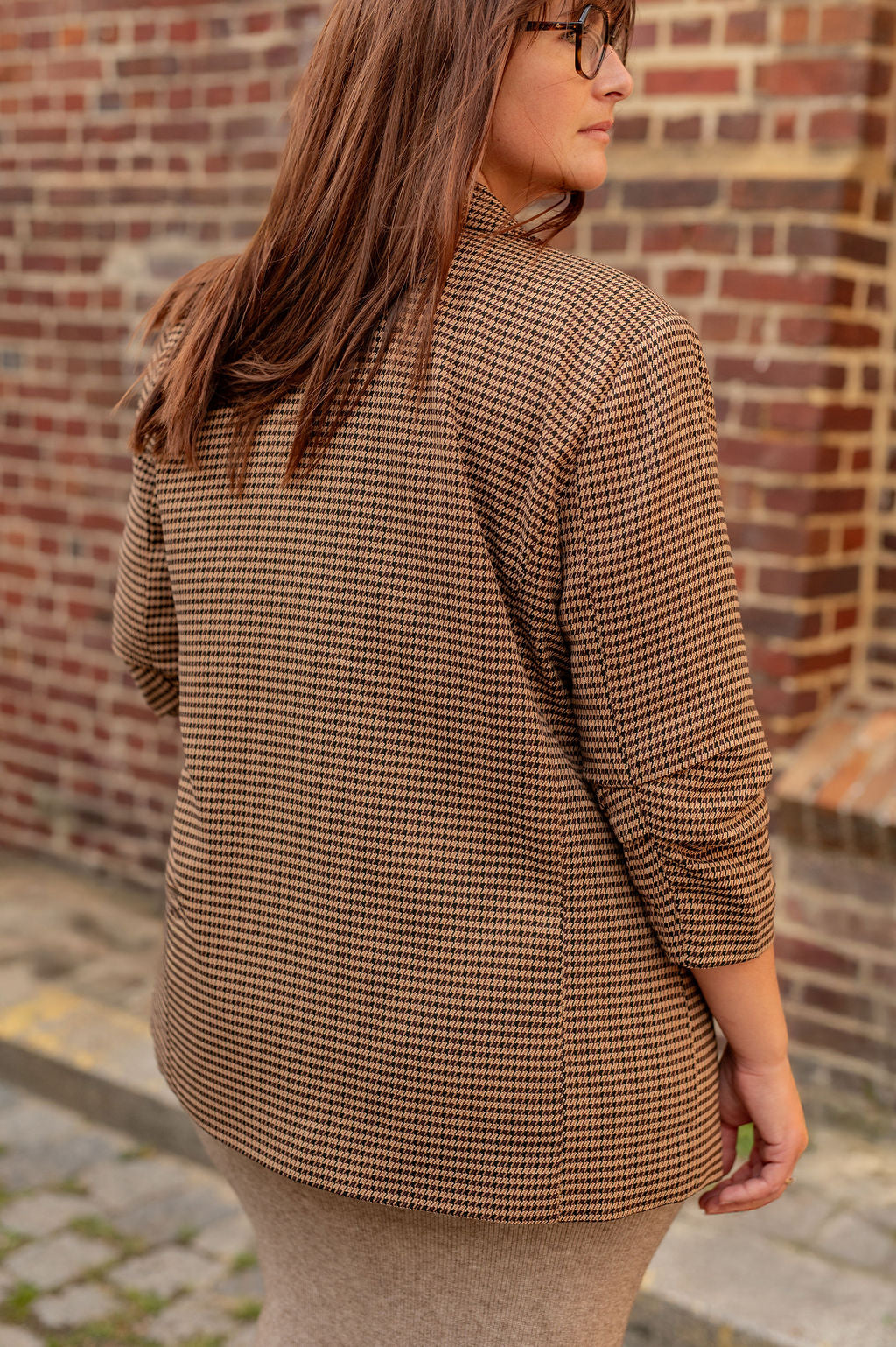 Blazer long motif pied de poule - Blazer Lettie