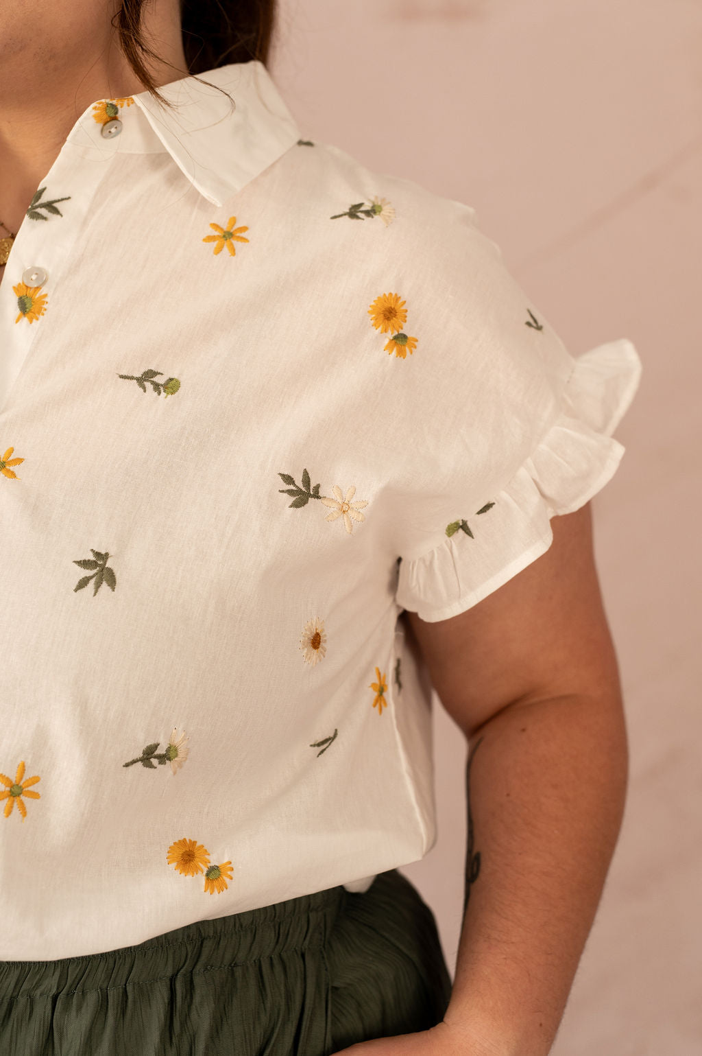 Chemisier avec fleurs brodées - Chemisier Kylie