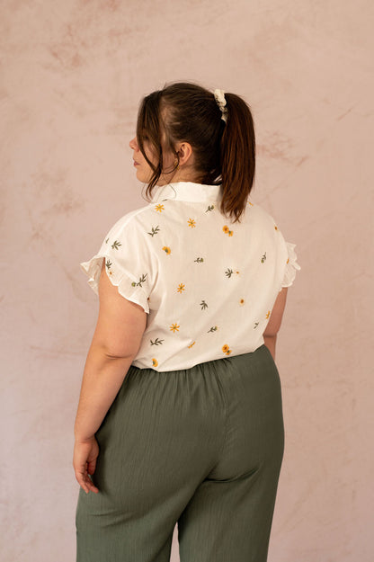 Chemisier avec fleurs brodées - Chemisier Kylie