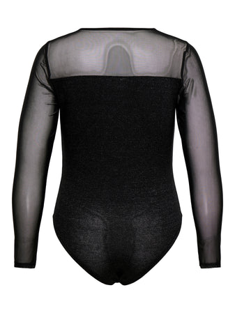 Dos du body noir grande taille avec empiècements transparents en mesh