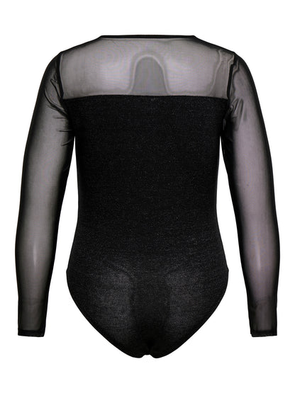 Dos du body noir grande taille avec empiècements transparents en mesh