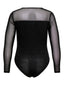 Dos du body noir grande taille avec empiècements transparents en mesh