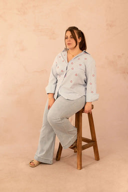 Chemise à rayures avec cœurs brodés - Chemise Leslie - grande taille -  LAÏLLA