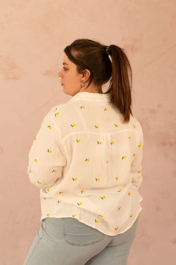 Chemise en coton avec citrons brodées - Chemise Giulia - grande taille -  LAÏLLA