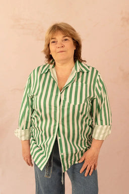 Chemise rayée verte - Chemise Marcia - grande taille -  LAÏLLA