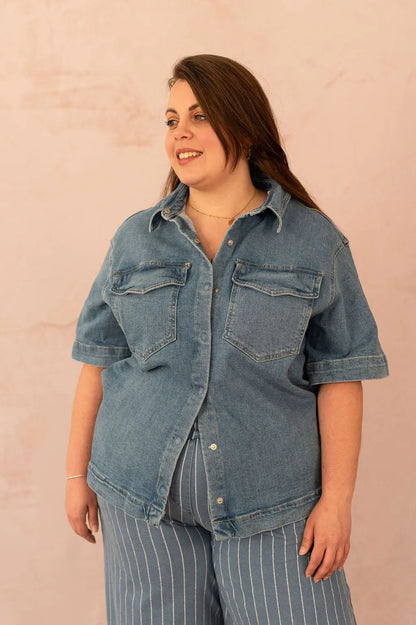 Chemisier en jean oversize - Chemisier Sophie - grande taille -  LAÏLLA