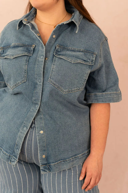 Chemisier en jean oversize - Chemisier Sophie - grande taille -  LAÏLLA