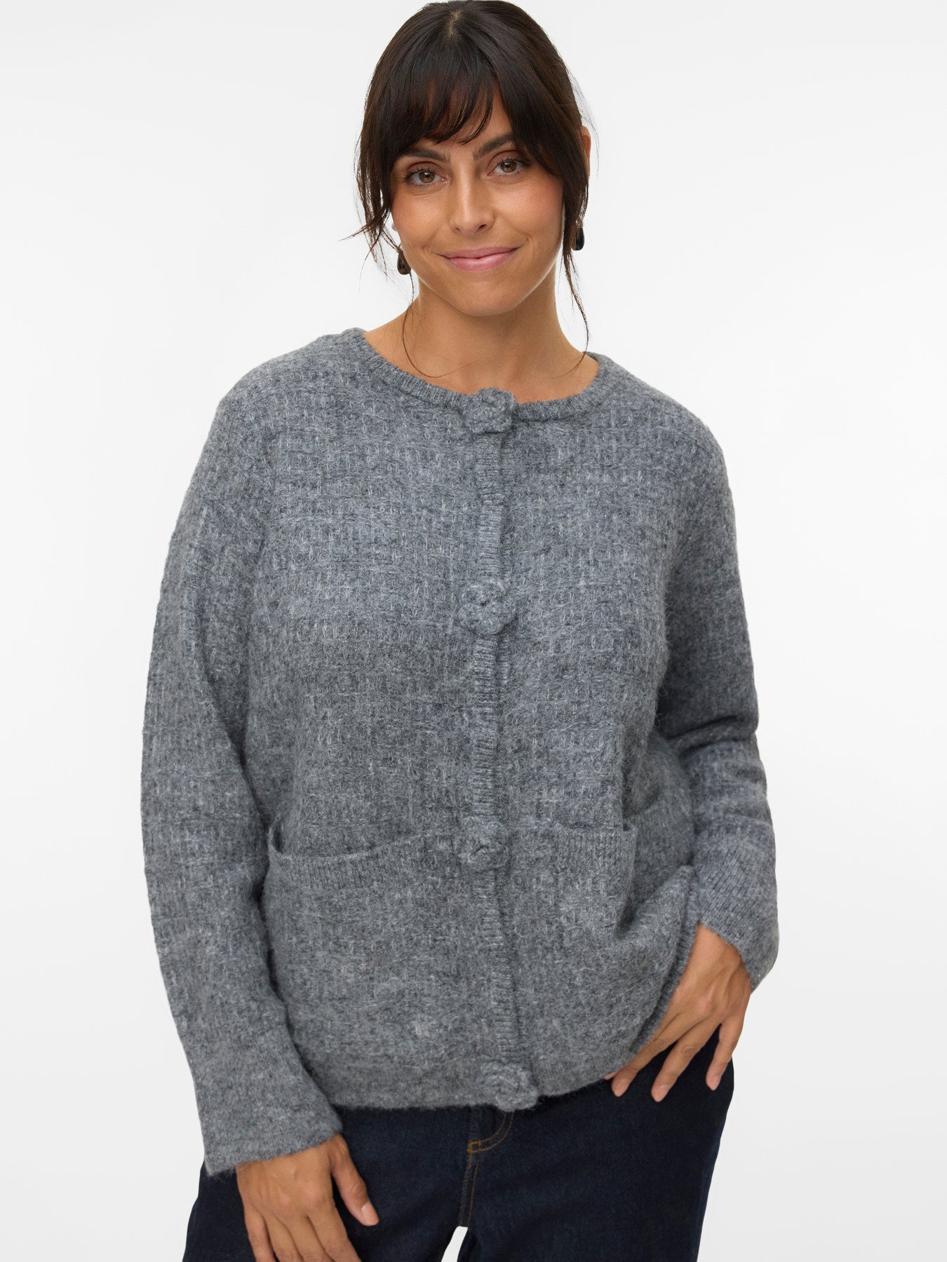 Gilet en maille à boutons fleurs - Gilet Blossom