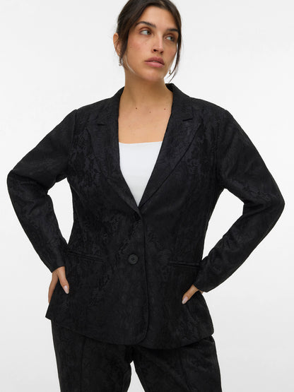 Blazer Scarly – Blazer noir jacquard effet dentelle