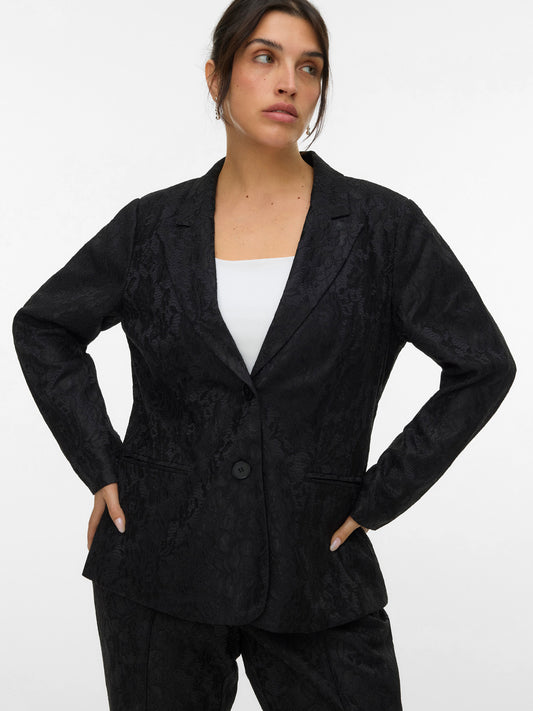Blazer Scarly – Blazer noir jacquard effet dentelle
