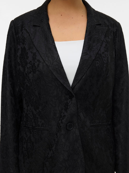 Blazer Scarly – Blazer noir jacquard effet dentelle