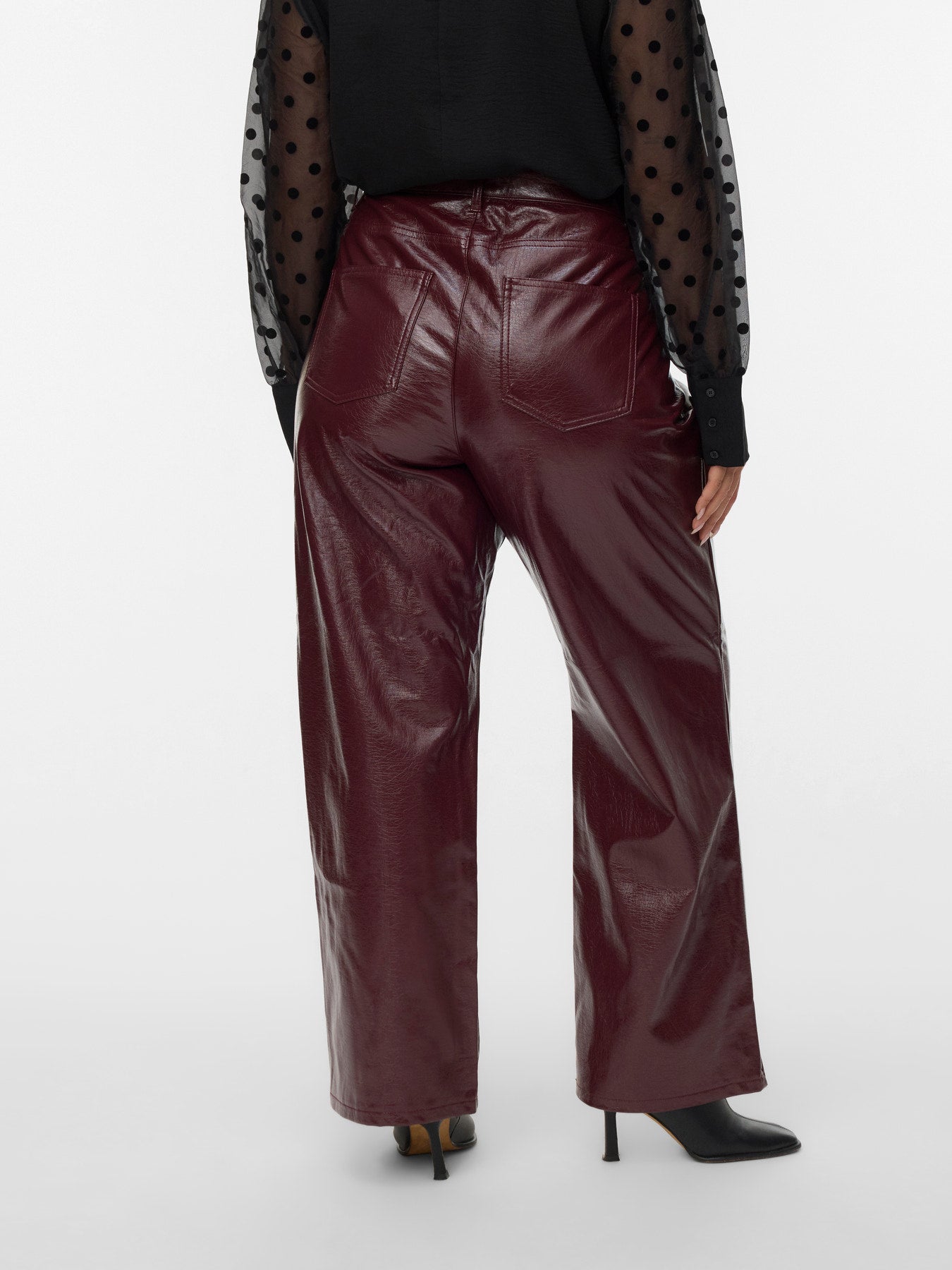 Pantalon Tessa – Pantalon large effet cuir bordeaux