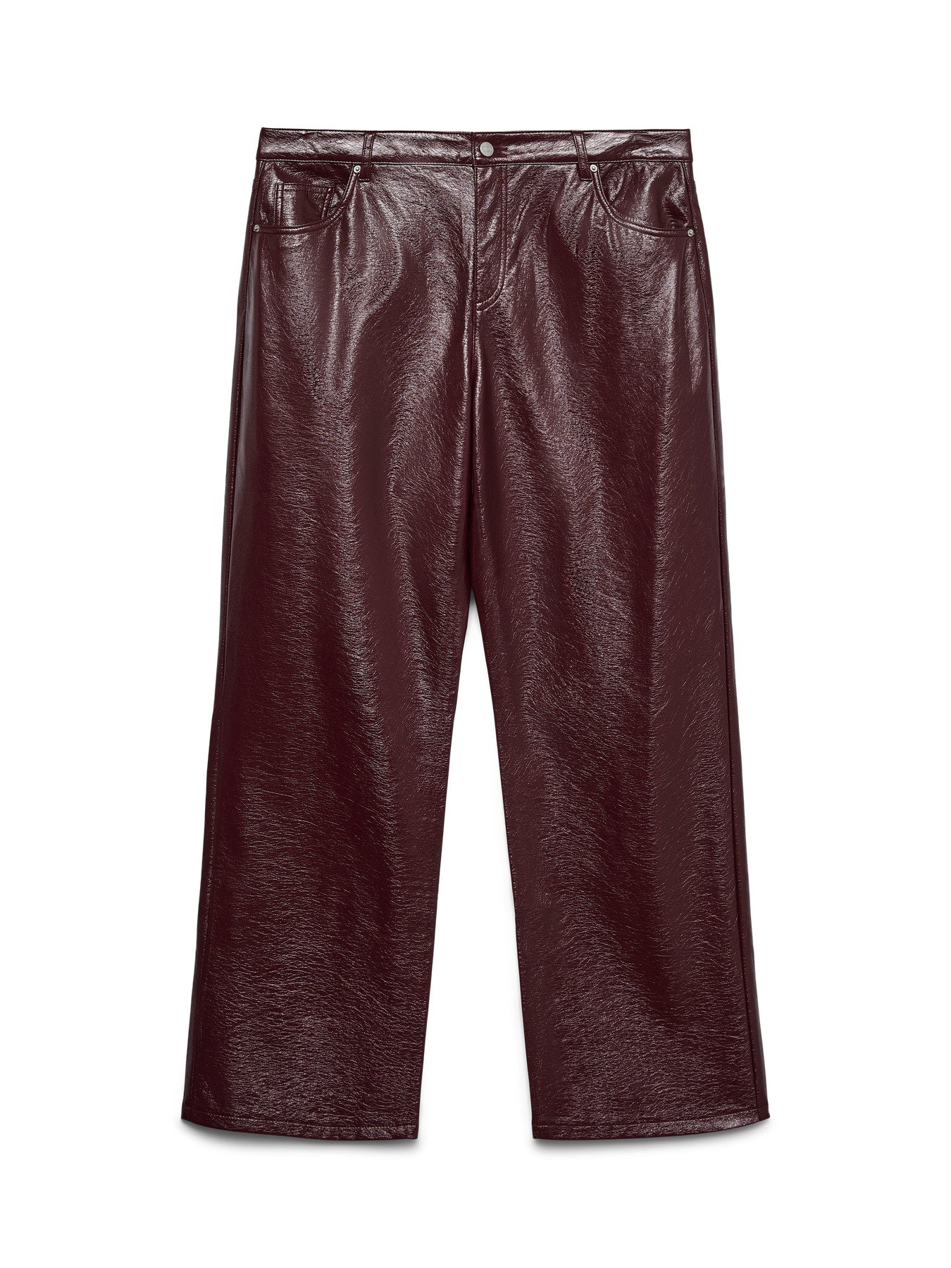 Pantalon Tessa – Pantalon large effet cuir bordeaux