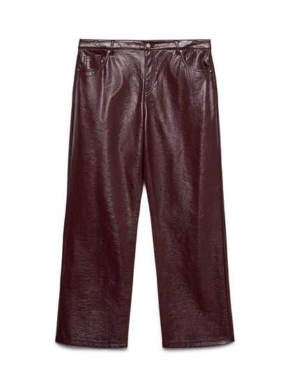 Pantalon Tessa – Pantalon large effet cuir bordeaux