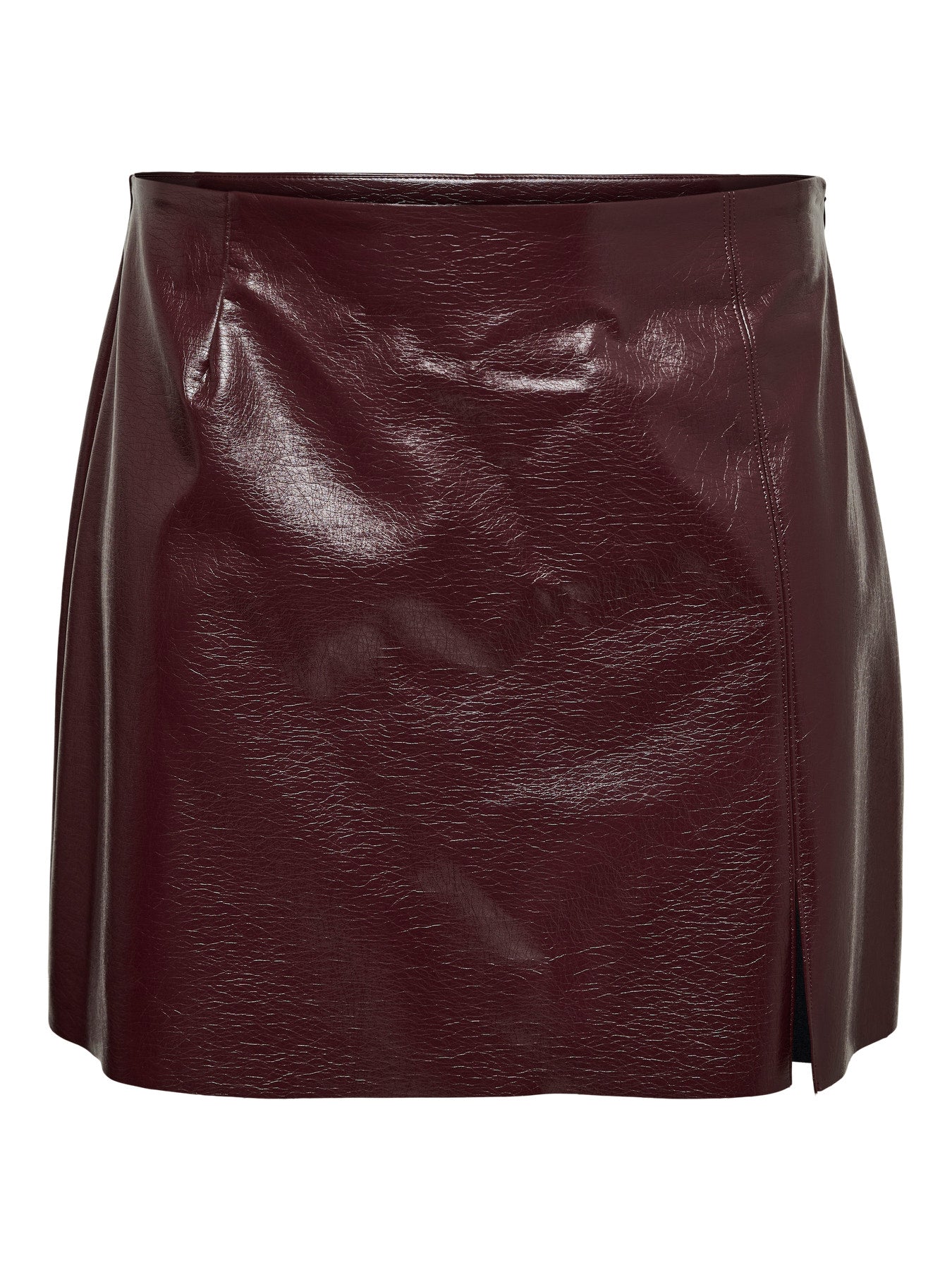 Jupe courte en simili cuir bordeaux – Jupe Nelly