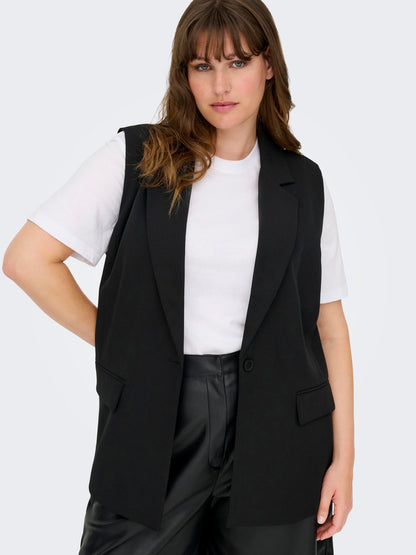 Veste Elly – Gilet sans manches style blazer noir