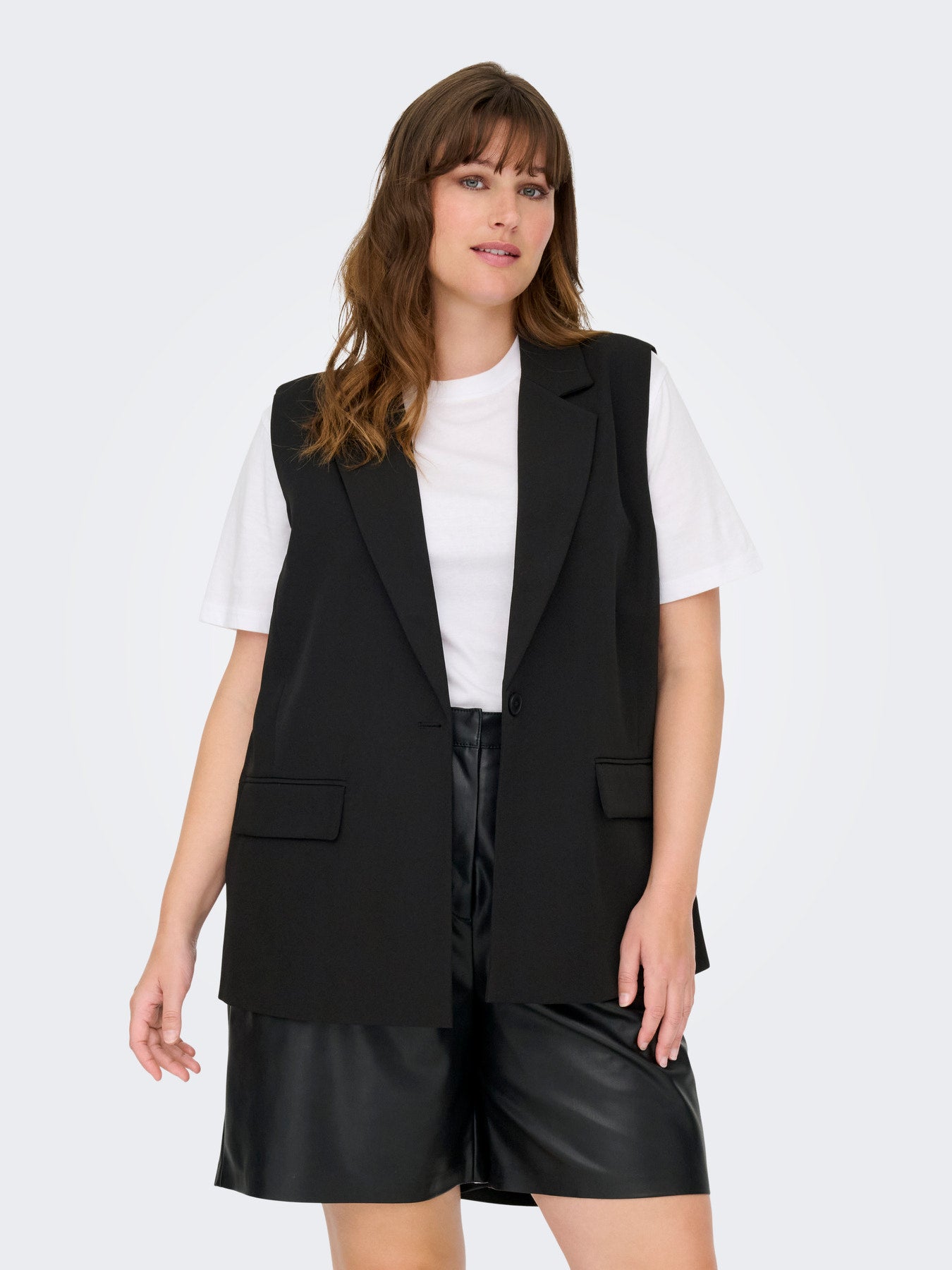 Veste Elly – Gilet sans manches style blazer noir