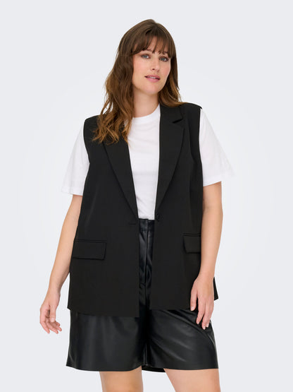 Veste Elly – Gilet sans manches style blazer noir