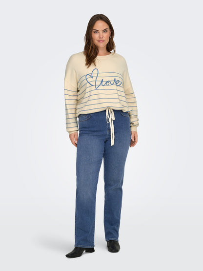 Pull Signe – Pull rayé avec message brodé