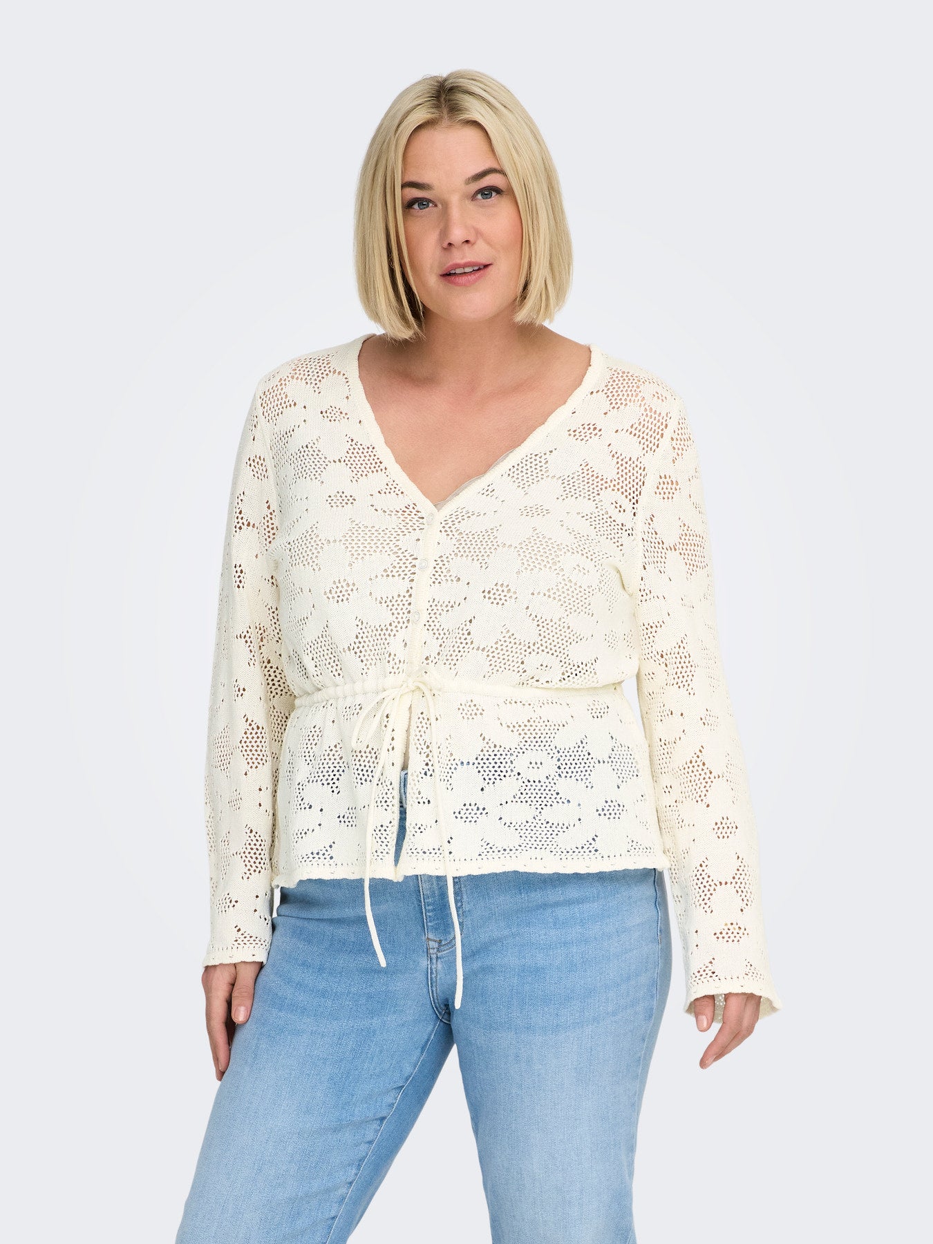 Gilet Isabella – Gilet maille ajourée écru