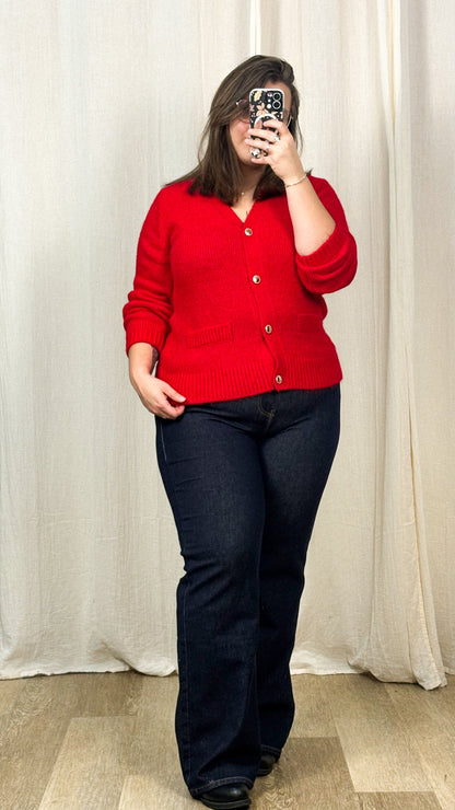 Gilet Maggie – Gilet rouge vif en maille chaude