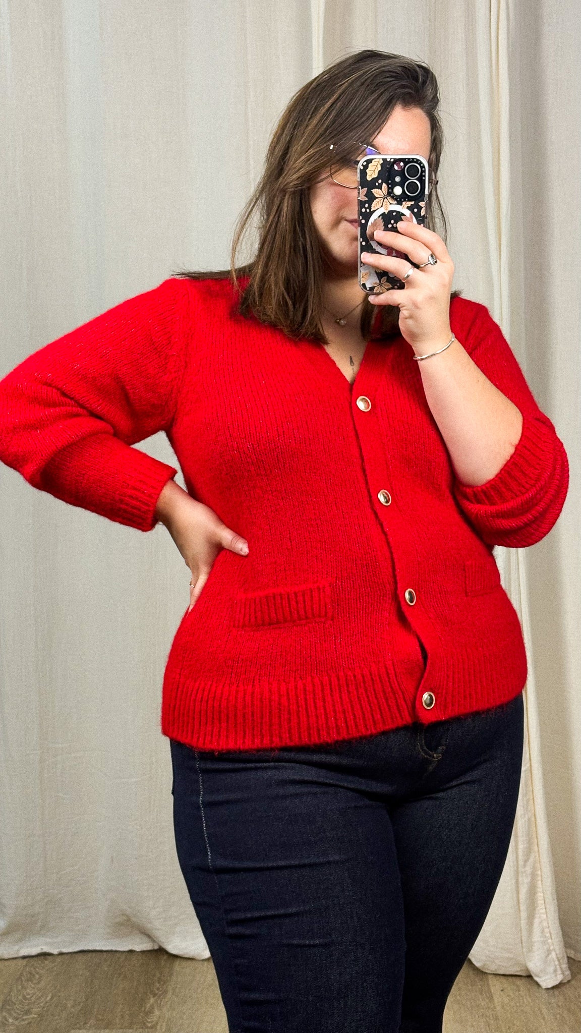 Gilet Maggie – Gilet rouge vif en maille chaude